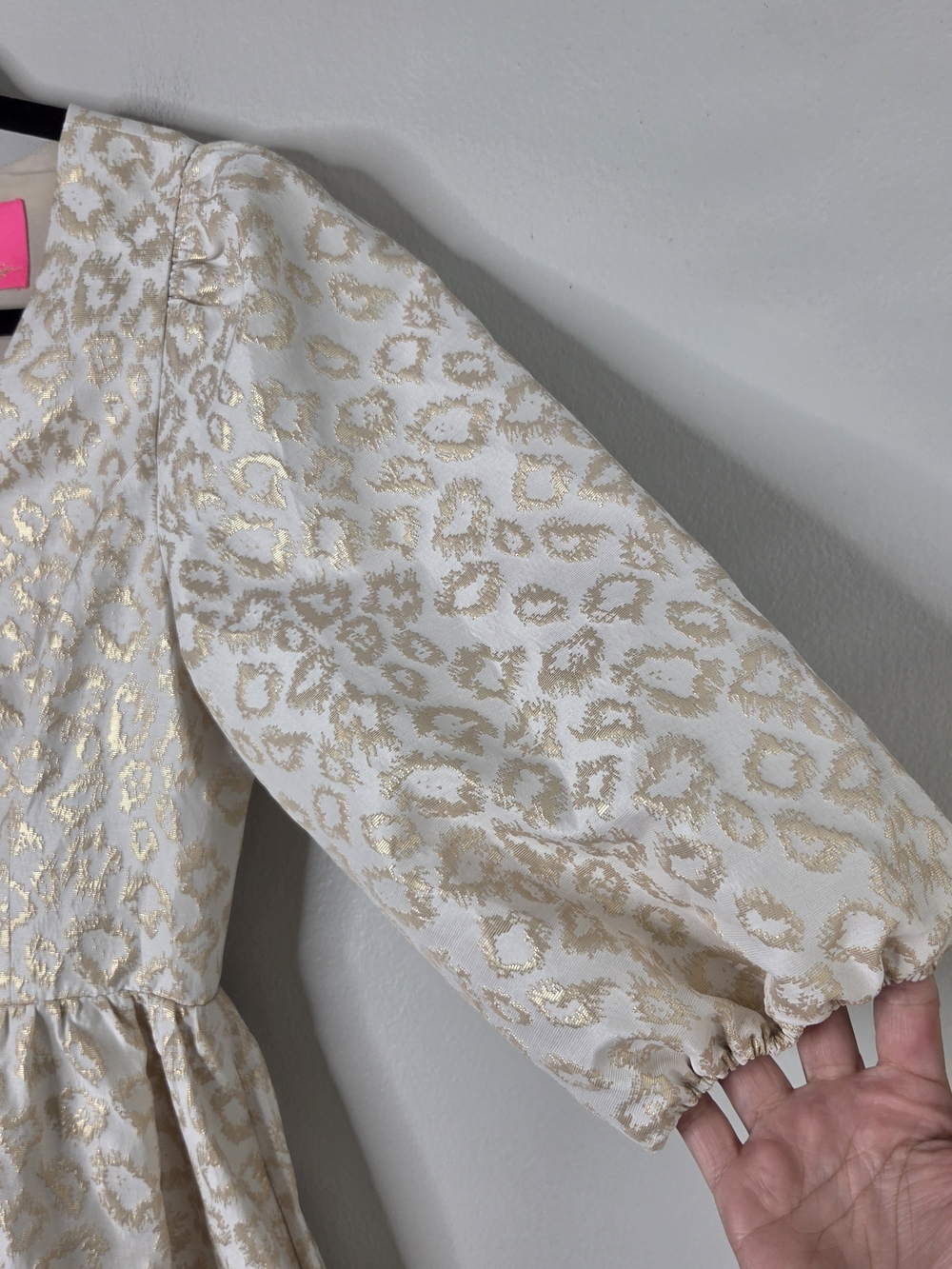 Lilly Pulitzer Calyssa 3/4 Sleeve Gold Dazzle Leopard Dress - Picture 3 of 10